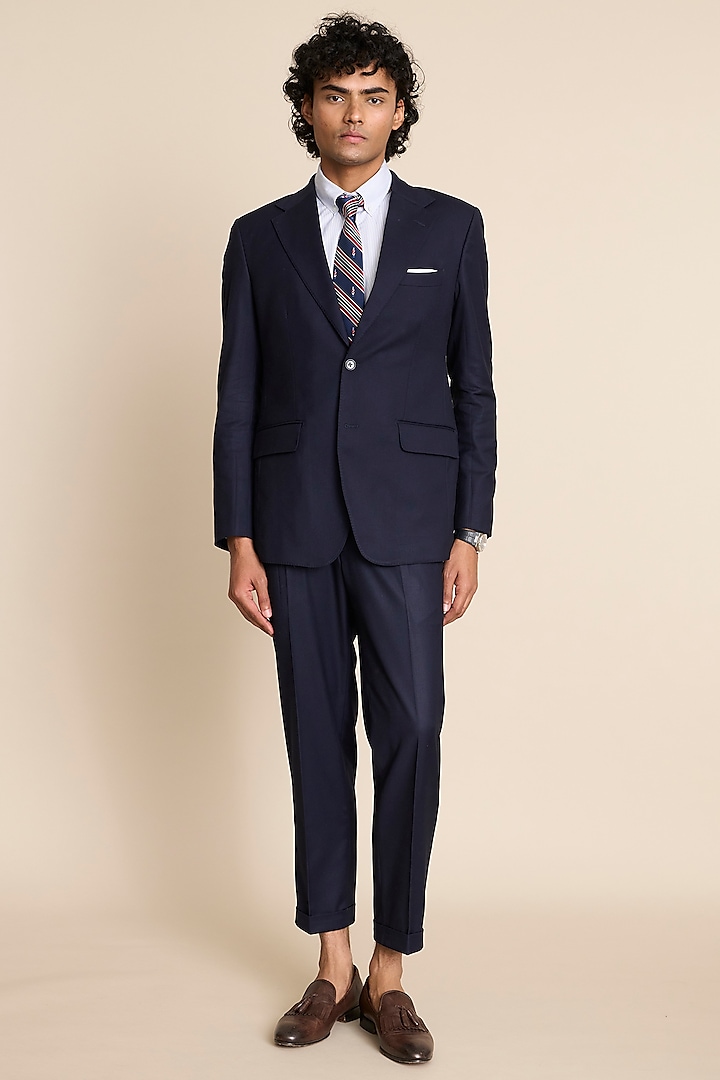 Blue Poly Viscose Suit Set by Gargee Designers