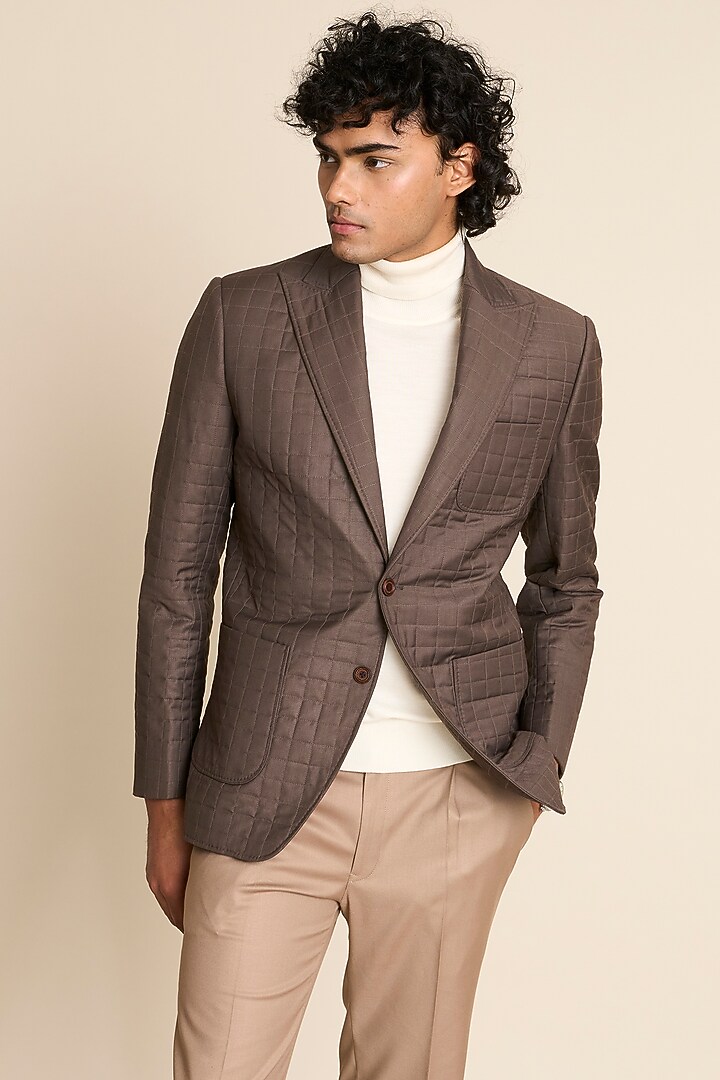 Brown Poly Viscose Blazer by Gargee Designers at Pernia's Pop Up Shop