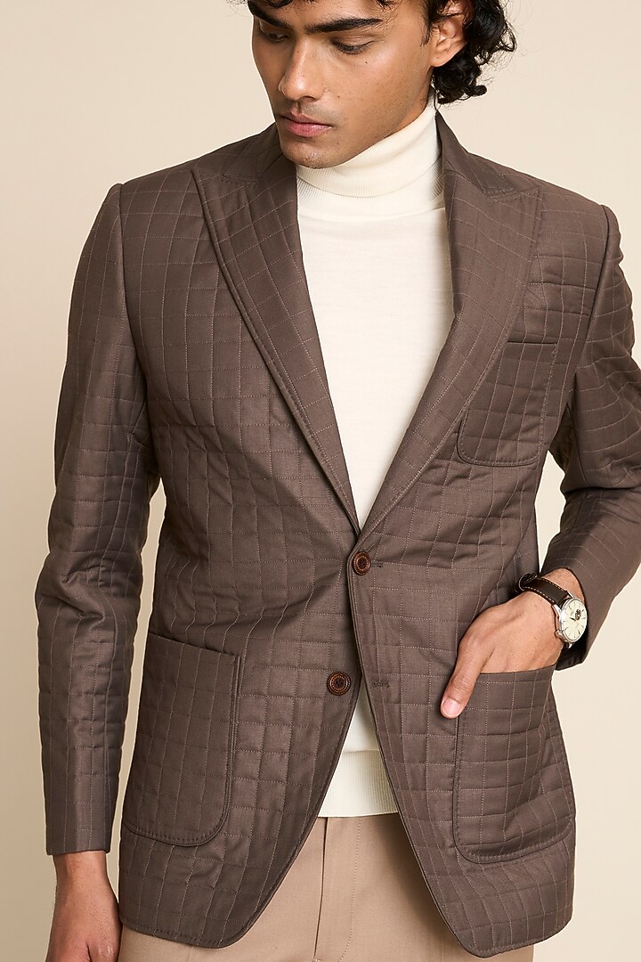 Brown Poly Viscose Blazer by Gargee Designers at Pernia's Pop Up Shop