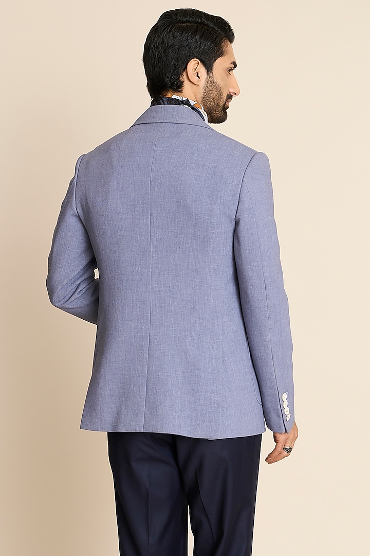 Blue Poly Viscose Knit Blazer by Gargee Designers at Pernia's Pop Up Shop