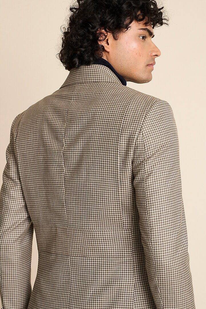 Champagne Terry Wool Houndstooth Blazer by Gargee Designers at Pernia's Pop Up Shop