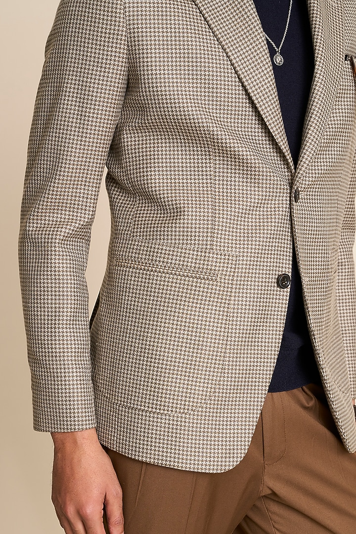 Champagne Terry Wool Houndstooth Blazer by Gargee Designers at Pernia's Pop Up Shop