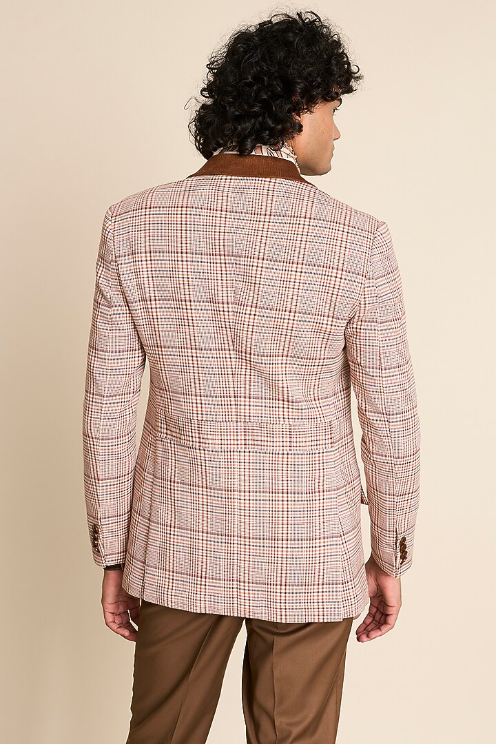 Beige Cotton Viscose Check Blazer by Gargee Designers at Pernia's Pop Up Shop