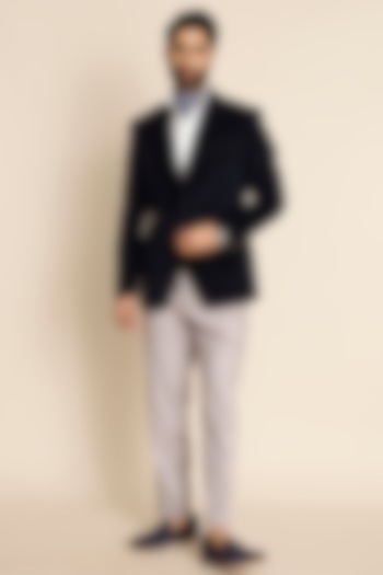 Blue Cotton Corduroy Blazer by Gargee Designers at Pernia's Pop Up Shop