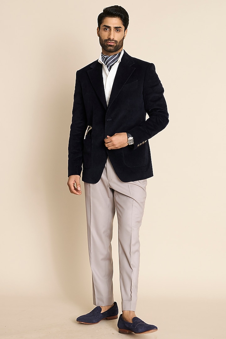 Blue Cotton Corduroy Blazer by Gargee Designers at Pernia's Pop Up Shop