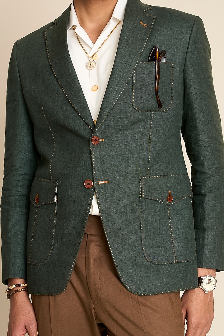 Green Linen Blazer by Gargee Designers at Pernia's Pop Up Shop