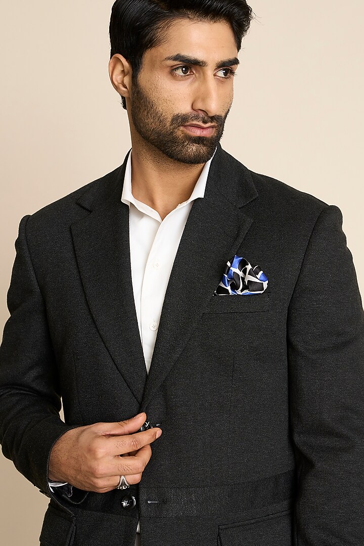 Dark Grey Poly Viscose Knit Blazer by Gargee Designers at Pernia's Pop Up Shop