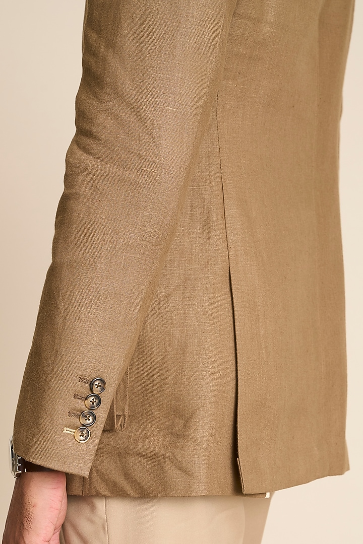 Khaki Linen Blazer by Gargee Designers at Pernia's Pop Up Shop