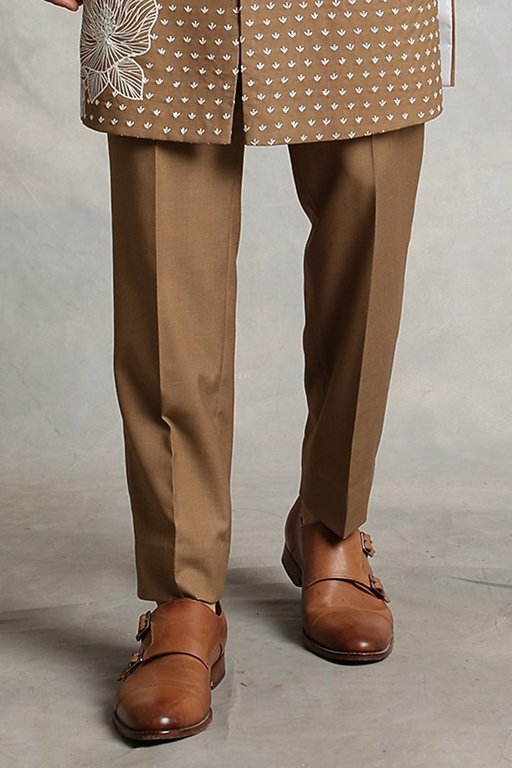 Beige Embroidered Indo-Western Jacket Set by Gargee Designers at Pernia's Pop Up Shop