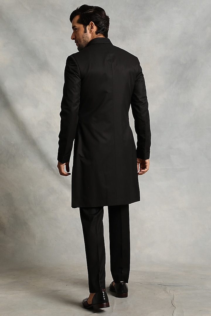 Black Embroidered Indo-Western Jacket Set by Gargee Designers at Pernia's Pop Up Shop