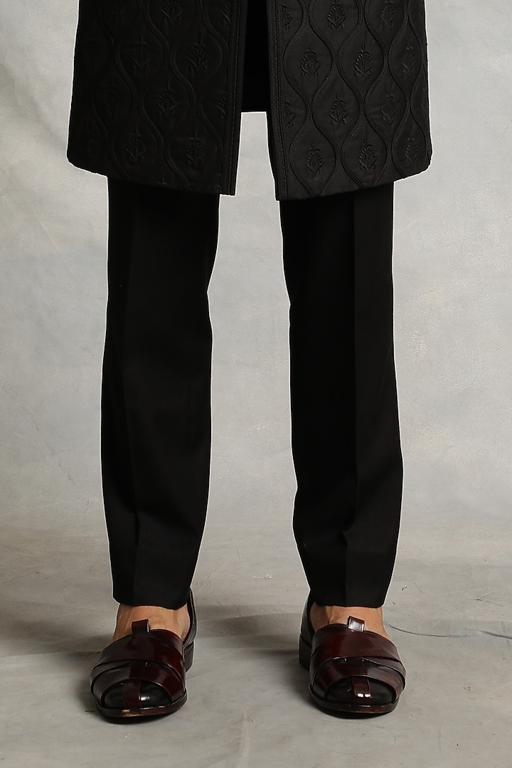 Black Embroidered Indo-Western Jacket Set by Gargee Designers at Pernia's Pop Up Shop