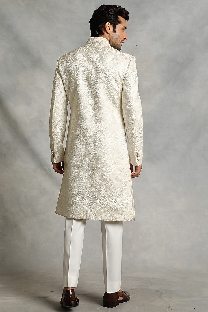 Ivory Embroidered Wedding Sherwani Set by Gargee Designers at Pernia's Pop Up Shop