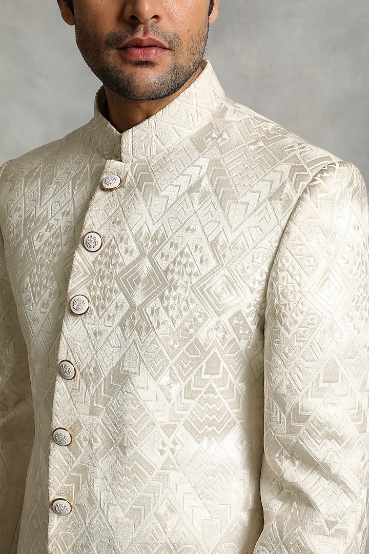 Ivory Embroidered Wedding Sherwani Set by Gargee Designers at Pernia's Pop Up Shop