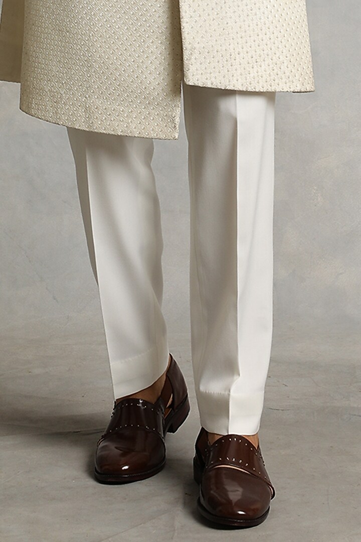 Ivory Poly Silk Indo-Western Jacket Set by Gargee Designers at Pernia's Pop Up Shop