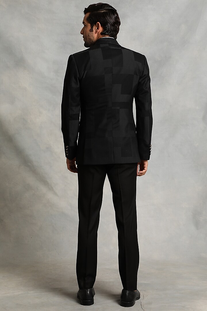 Black Poly Viscose Tuxedo Set by Gargee Designers at Pernia's Pop Up Shop