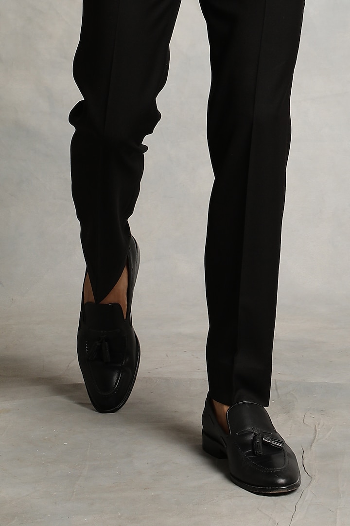 Black Poly Viscose Tuxedo Set by Gargee Designers at Pernia's Pop Up Shop