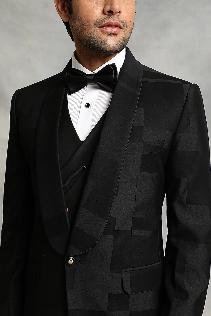 Black Poly Viscose Tuxedo Set by Gargee Designers at Pernia's Pop Up Shop