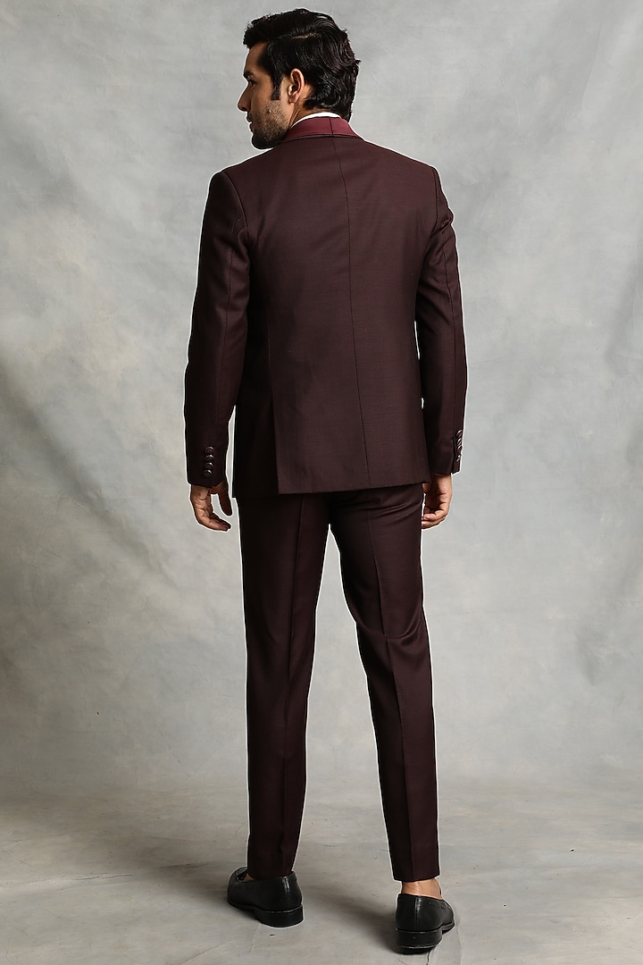 Wine Textured Poly Viscose Tuxedo Set by Gargee Designers at Pernia's Pop Up Shop