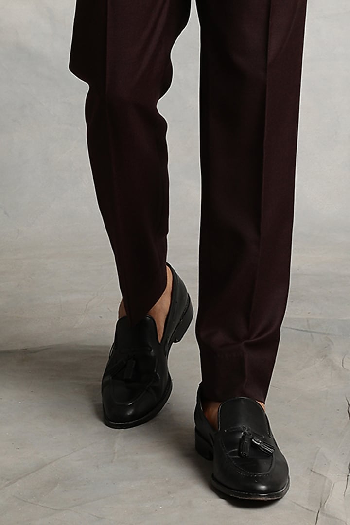 Wine Textured Poly Viscose Tuxedo Set by Gargee Designers at Pernia's Pop Up Shop