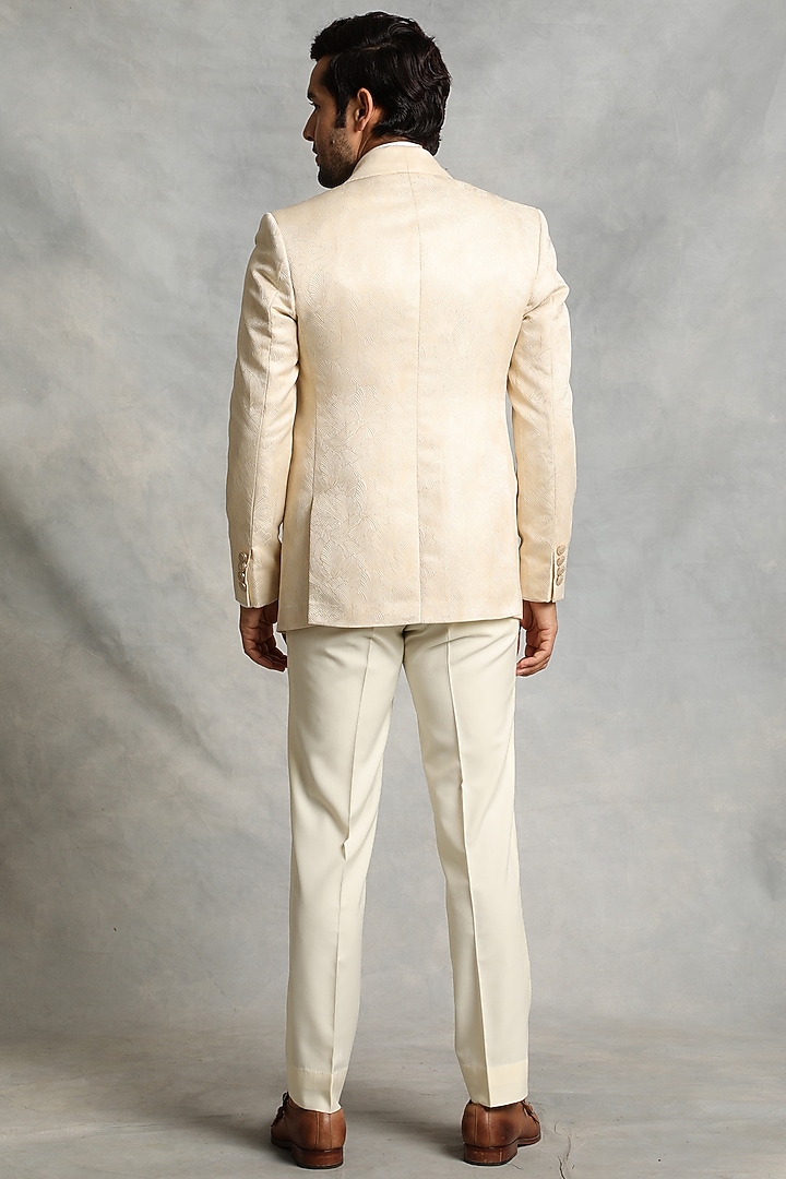 Off White Poly Viscose Tuxedo Set by Gargee Designers at Pernia's Pop Up Shop