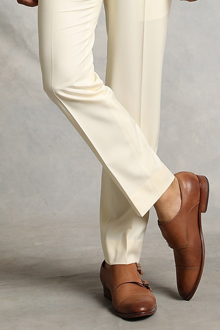 Off White Poly Viscose Tuxedo Set by Gargee Designers at Pernia's Pop Up Shop