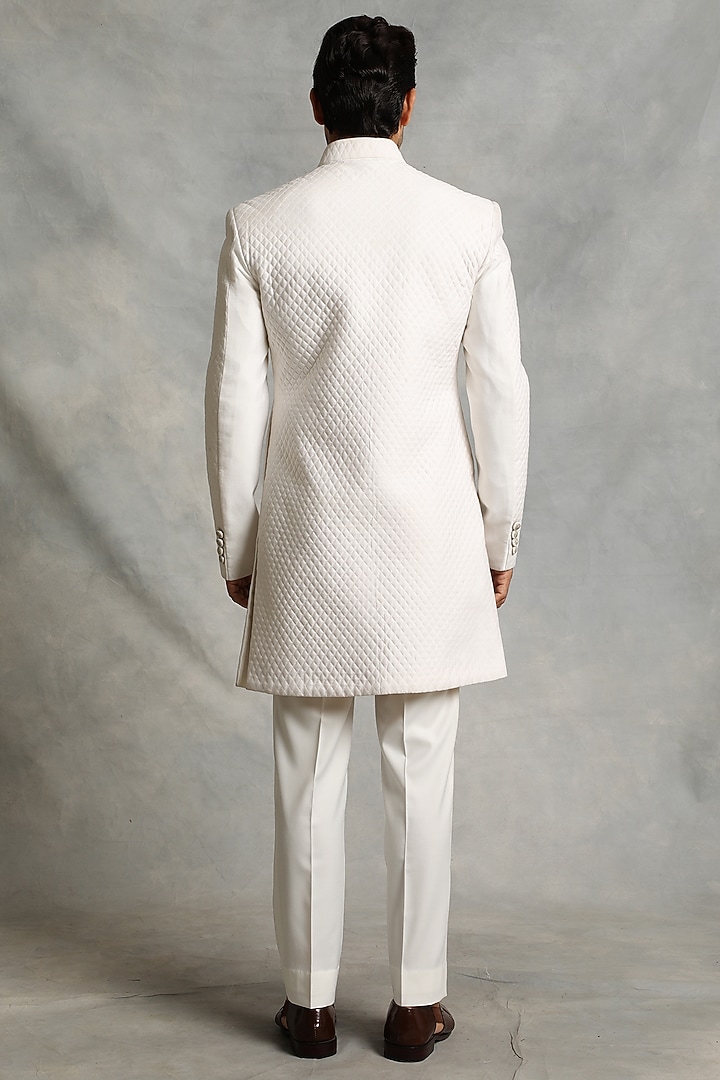 Off- White Cotton Silk Sherwani Set by Gargee Designers at Pernia's Pop Up Shop