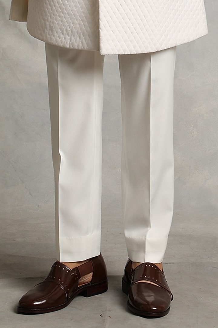 Off- White Cotton Silk Sherwani Set by Gargee Designers at Pernia's Pop Up Shop