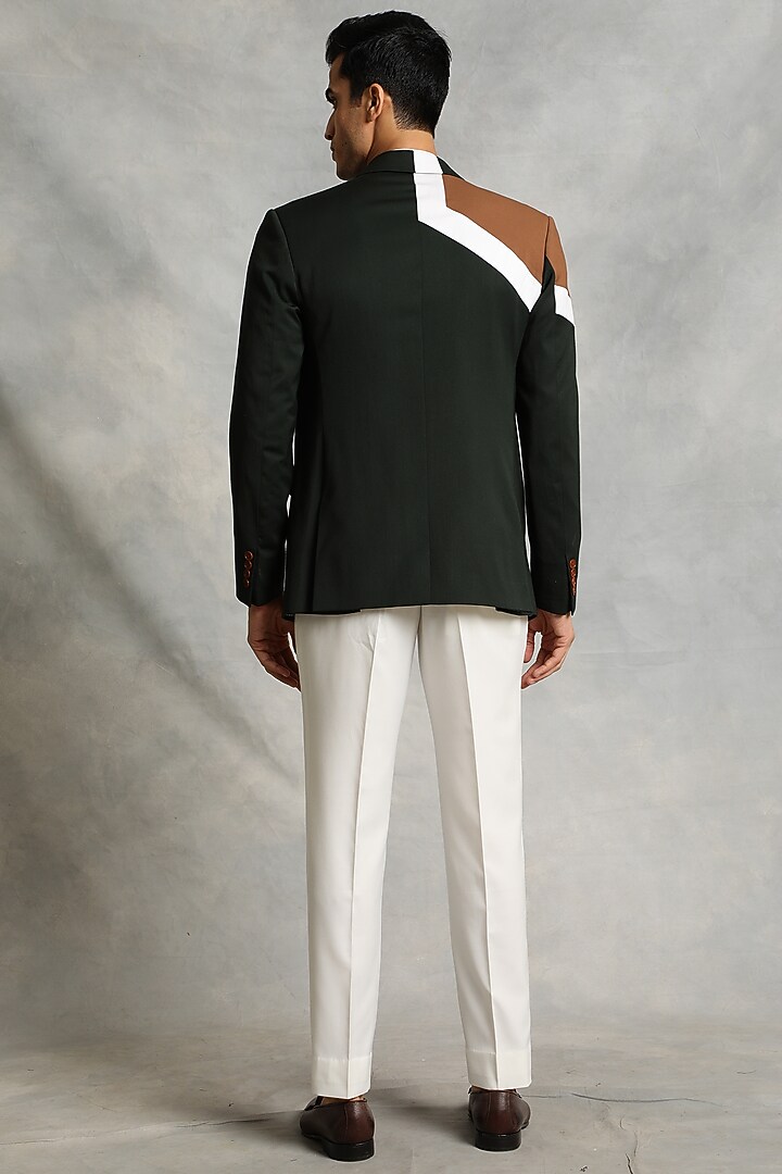 Dark Green Poly Viscose Blazer Set by Gargee Designers at Pernia's Pop Up Shop