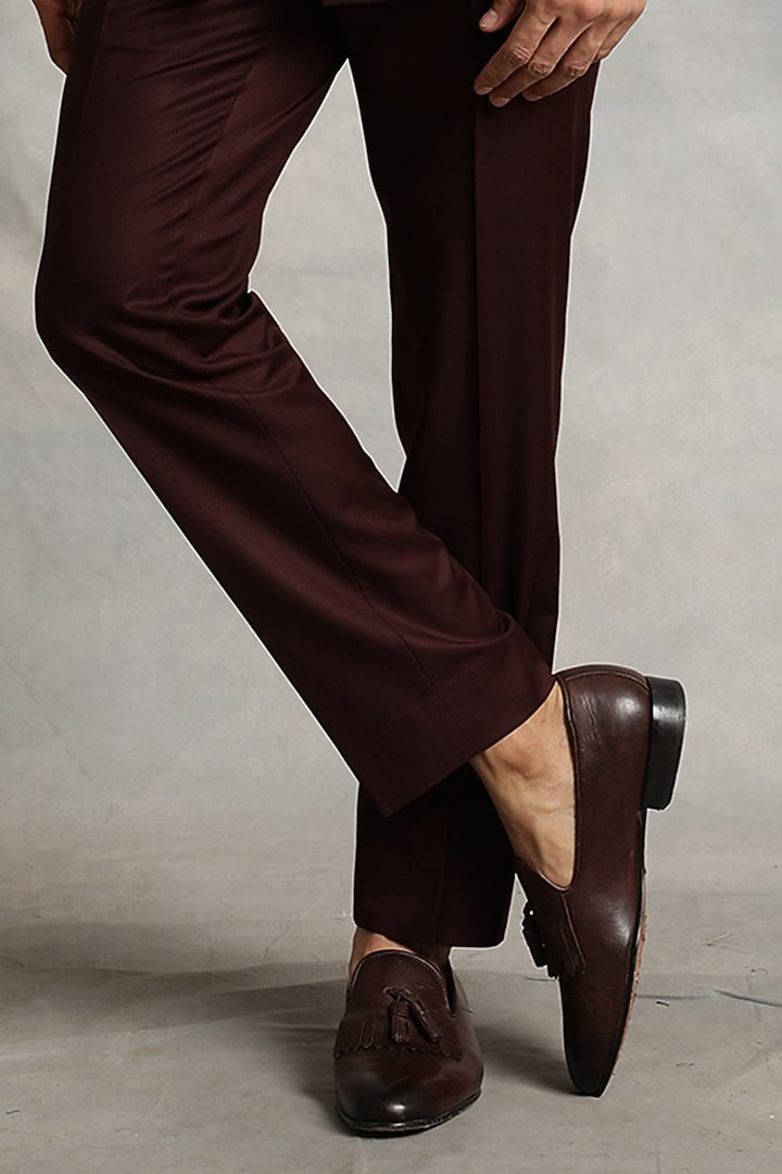 Wine Pleated Wedding Bandhgala Jacket Set by Gargee Designers at Pernia's Pop Up Shop