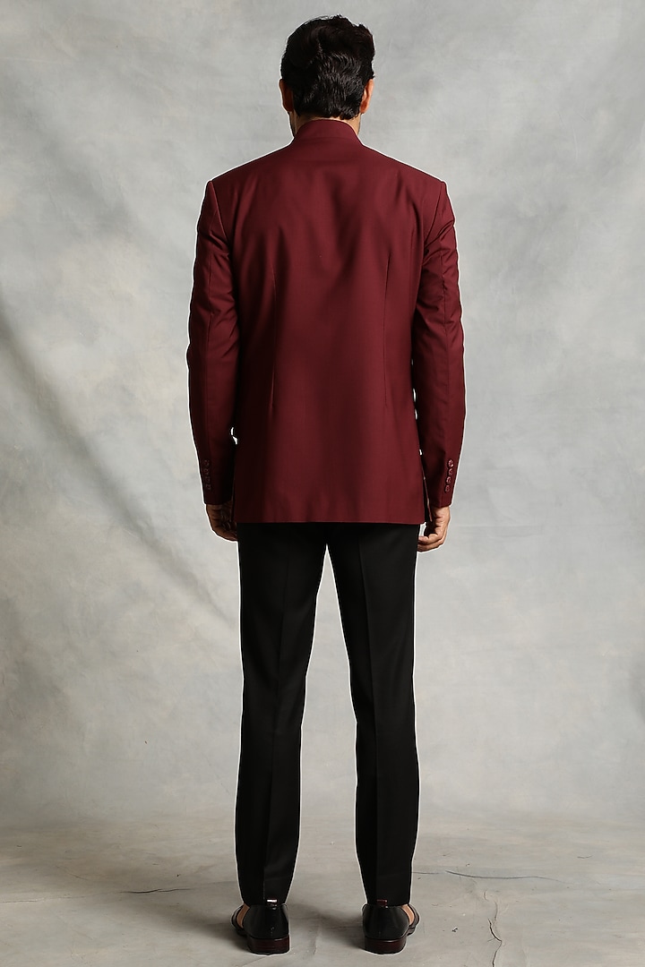 Maroon Embroidered Wedding Indowestern Set by Gargee Designers at Pernia's Pop Up Shop