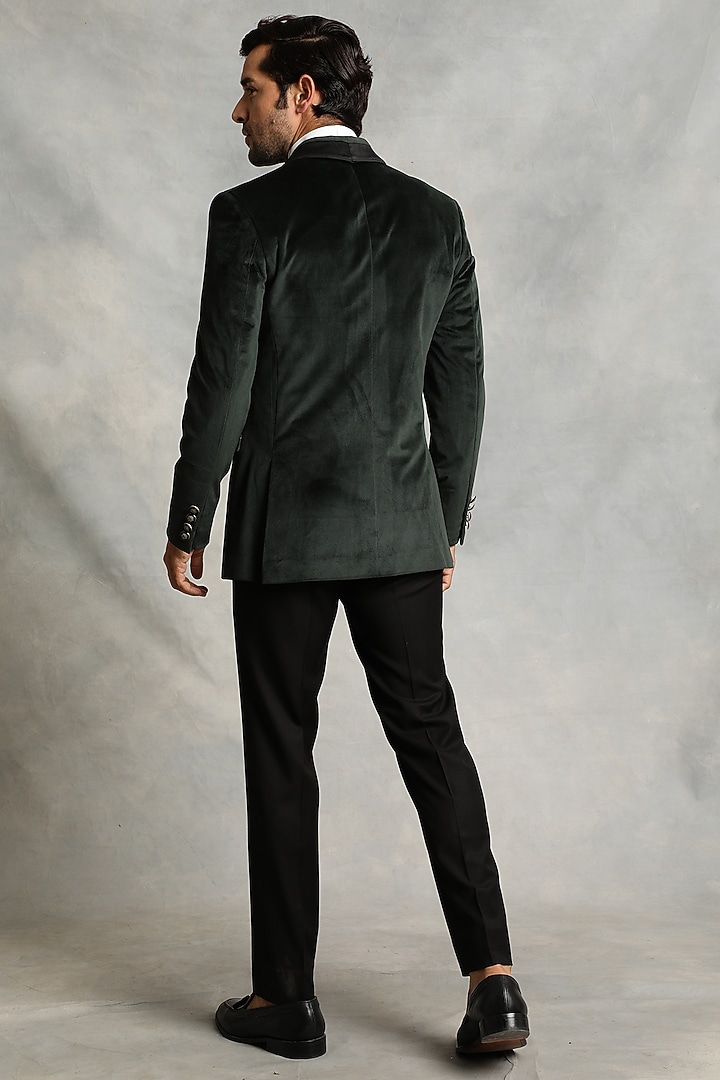 Dark Green Velvet Tuxedo Set by Gargee Designers at Pernia's Pop Up Shop