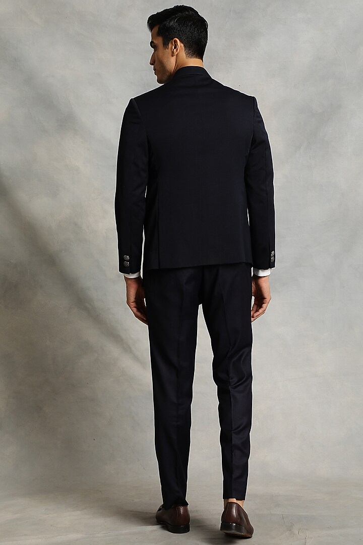 Navy Blue Poly Viscose Jacket Set by Gargee Designers at Pernia's Pop Up Shop