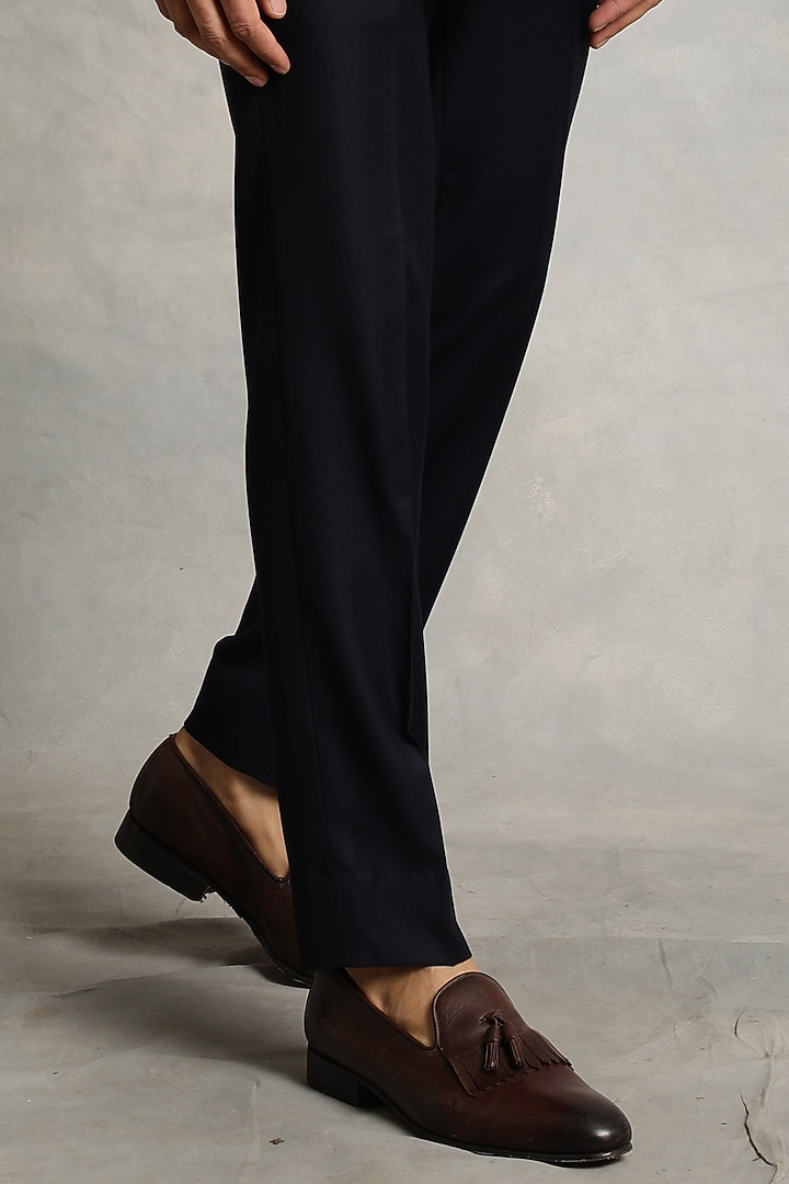 Navy Blue Poly Viscose Jacket Set by Gargee Designers at Pernia's Pop Up Shop