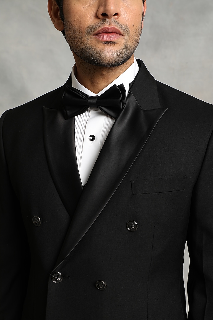 Black Poly Viscose Tuxedo Set by Gargee Designers at Pernia's Pop Up Shop
