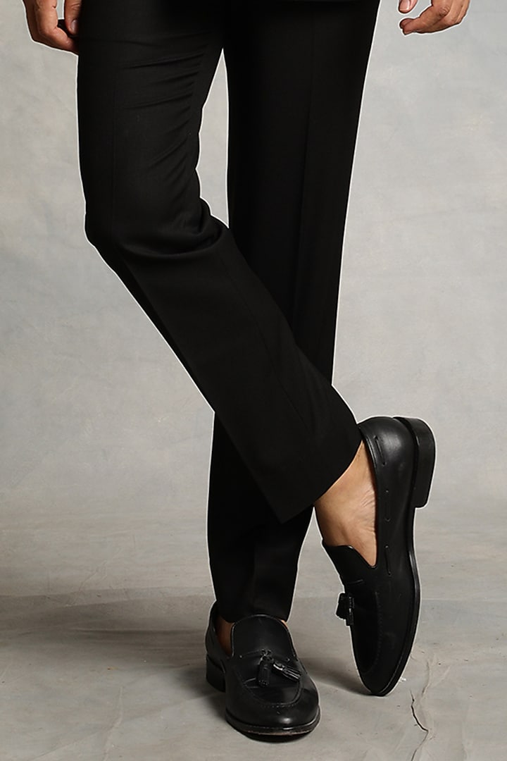 Black Poly Viscose Tuxedo Set by Gargee Designers at Pernia's Pop Up Shop