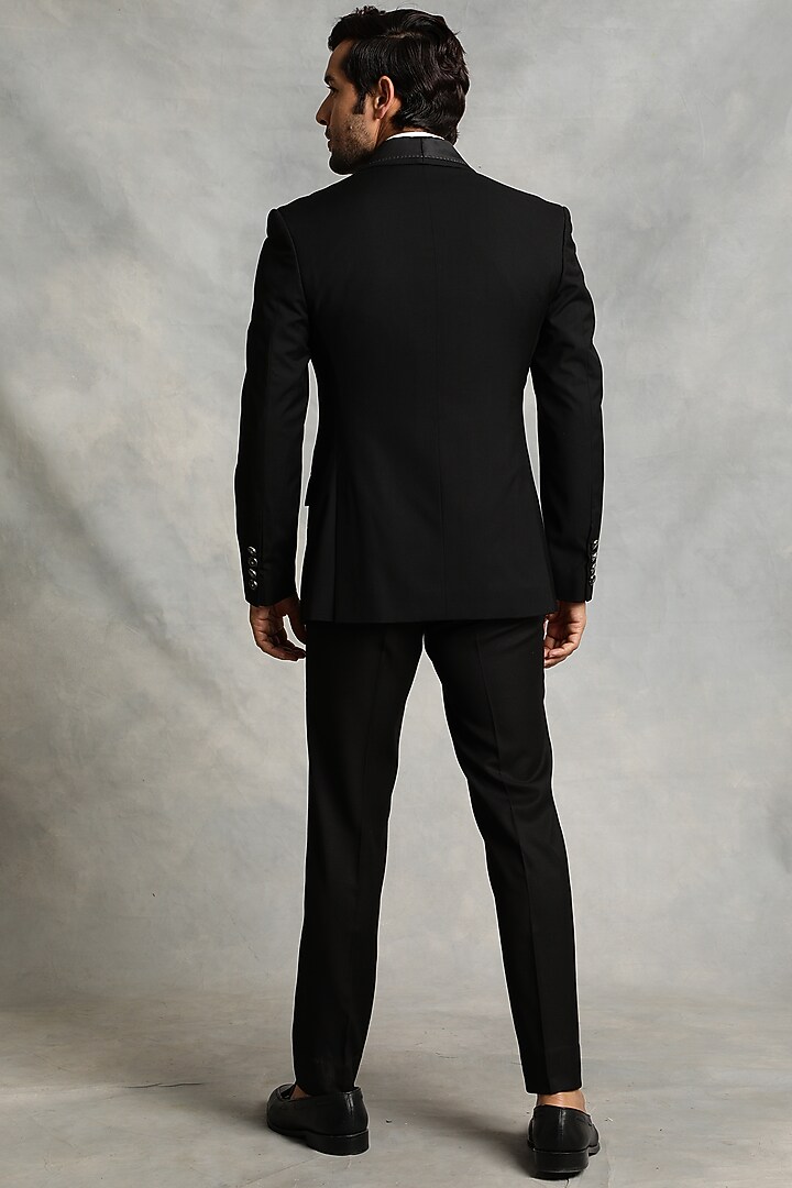 Black Textured Tuxedo Set by Gargee Designers at Pernia's Pop Up Shop