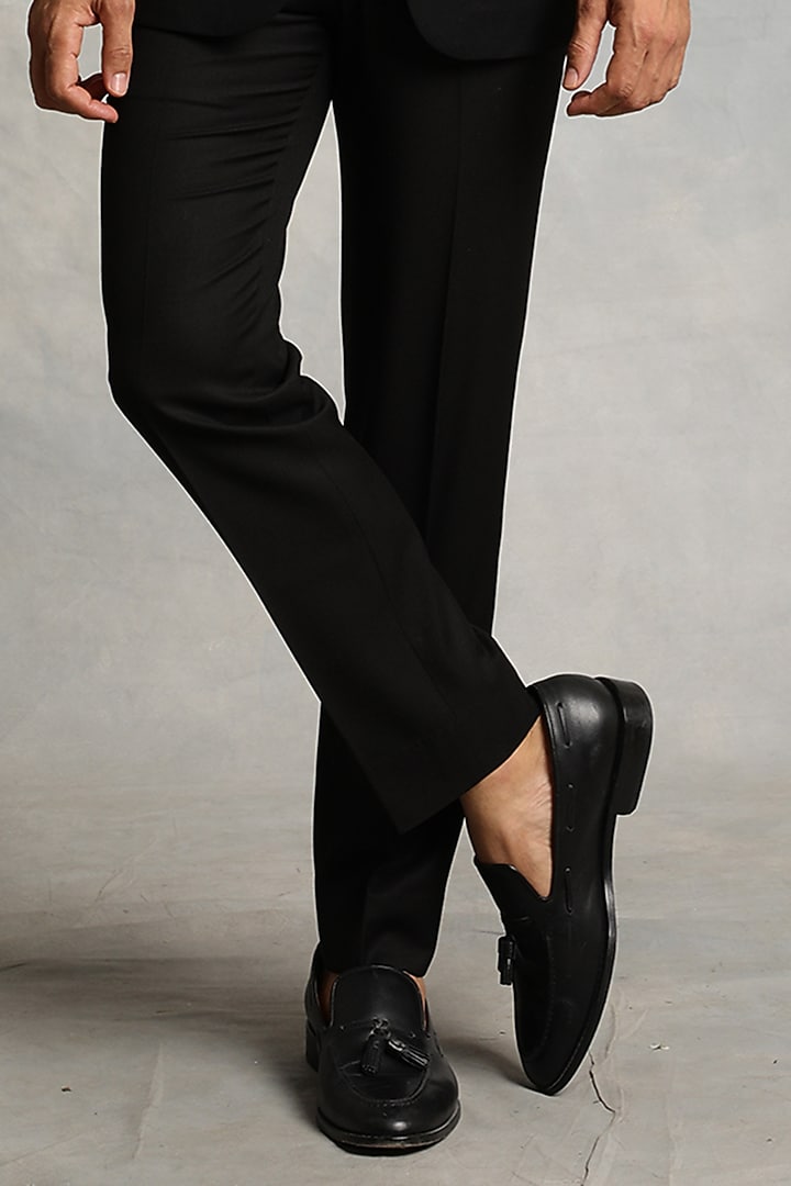 Black Textured Tuxedo Set by Gargee Designers at Pernia's Pop Up Shop