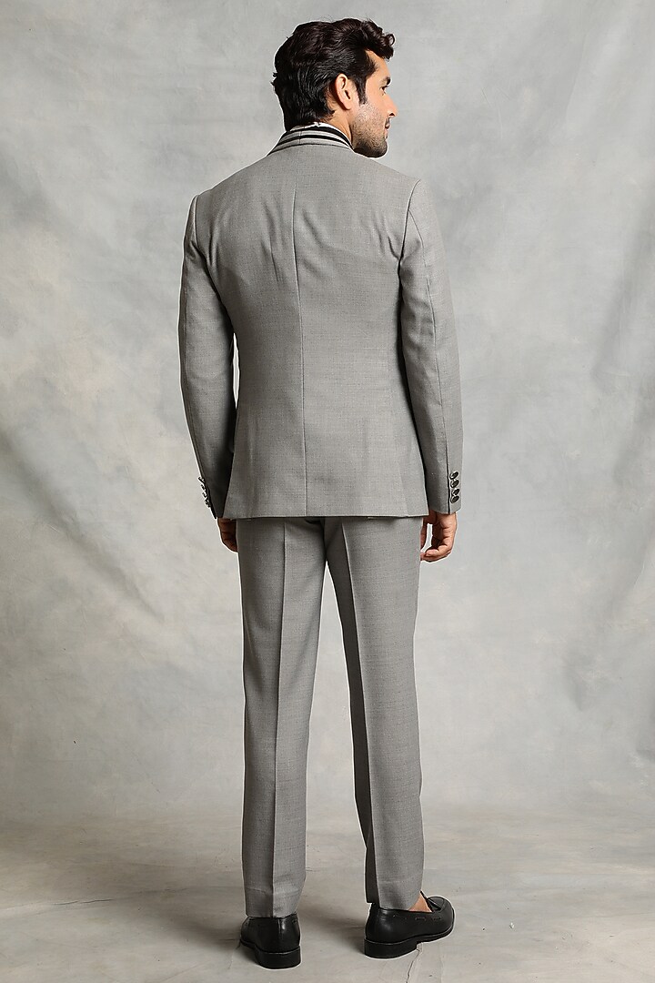 Light Grey Poly Viscose Tuxedo Set by Gargee Designers at Pernia's Pop Up Shop