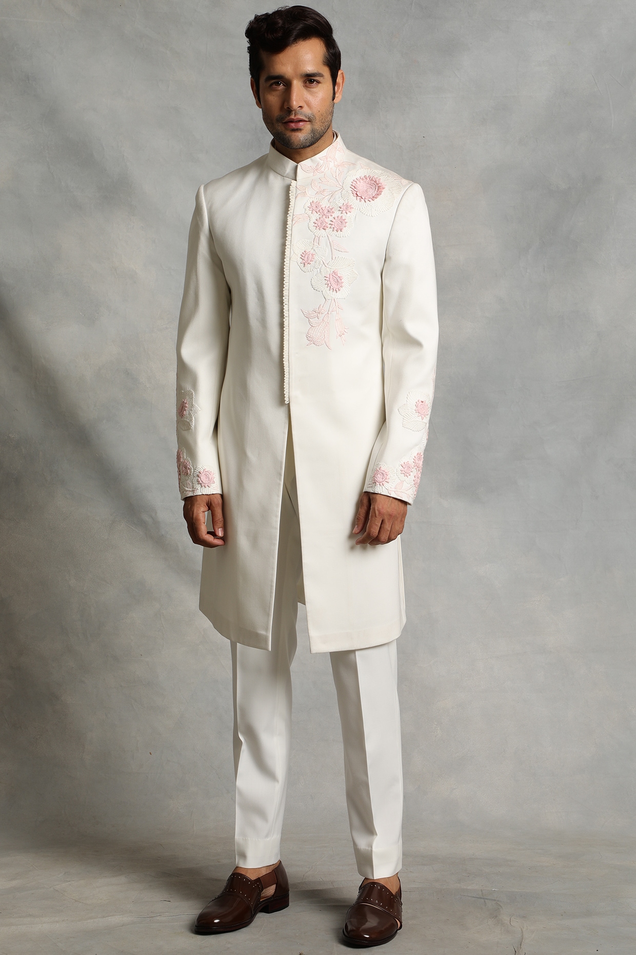 Ivory Embroidered Indo Western Jacket 