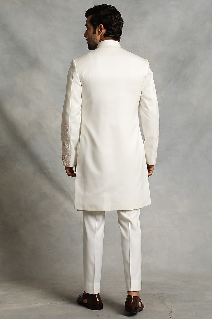 Ivory Embroidered Indo Western Jacket Set by Gargee Designers at Pernia's Pop Up Shop