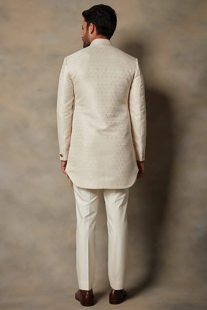White Polyester Wedding Sherwani Set by Gargee Designers at Pernia's Pop Up Shop