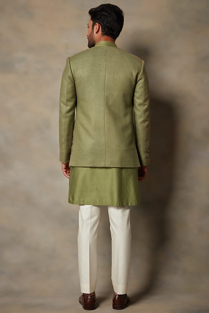 Green Embroidered Wedding Indowestern Set by Gargee Designers at Pernia's Pop Up Shop