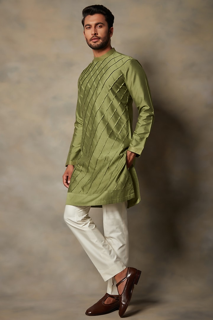 Green Embroidered Wedding Indowestern Set by Gargee Designers at Pernia's Pop Up Shop