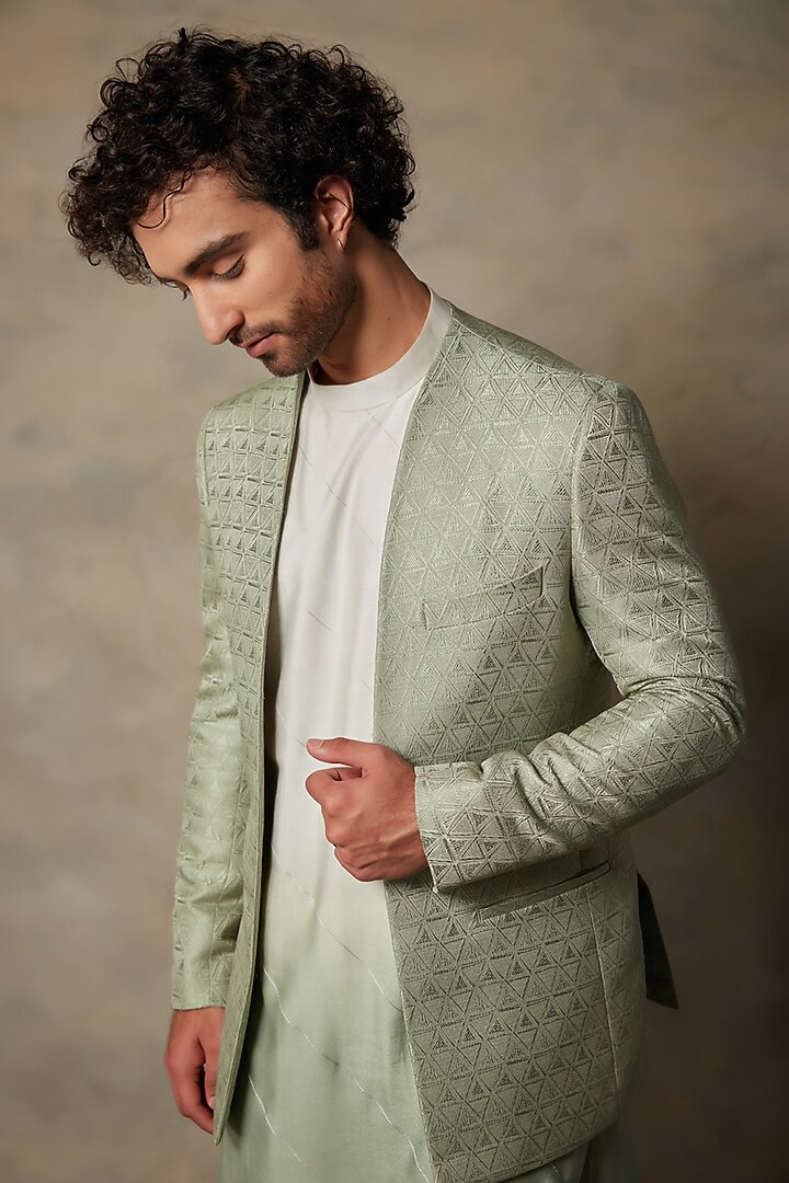 Green Dyed Wedding Indowestern Set by Gargee Designers at Pernia's Pop Up Shop