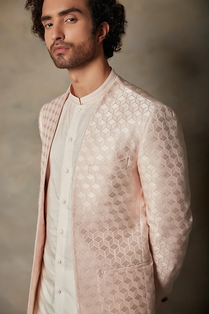 Peach Dyed Wedding Indowestern Set by Gargee Designers at Pernia's Pop Up Shop