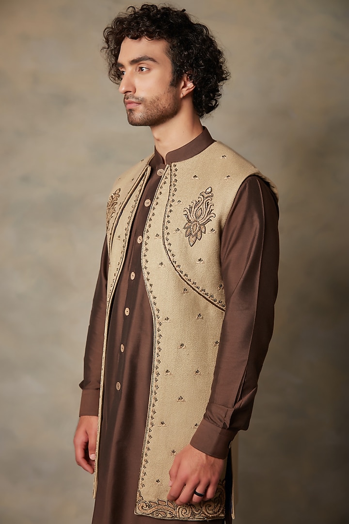 Gold Embroidered Wedding Indowestern Set by Gargee Designers at Pernia's Pop Up Shop
