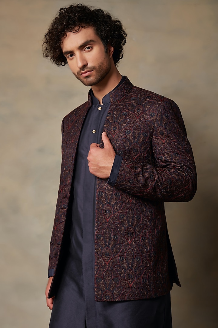Maroon Embellished Wedding Indowestern Set by Gargee Designers at Pernia's Pop Up Shop