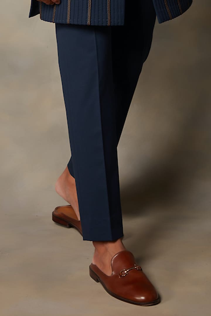 Navy Blue Polyester Embellished Indo Western Set by Gargee Designers at Pernia's Pop Up Shop