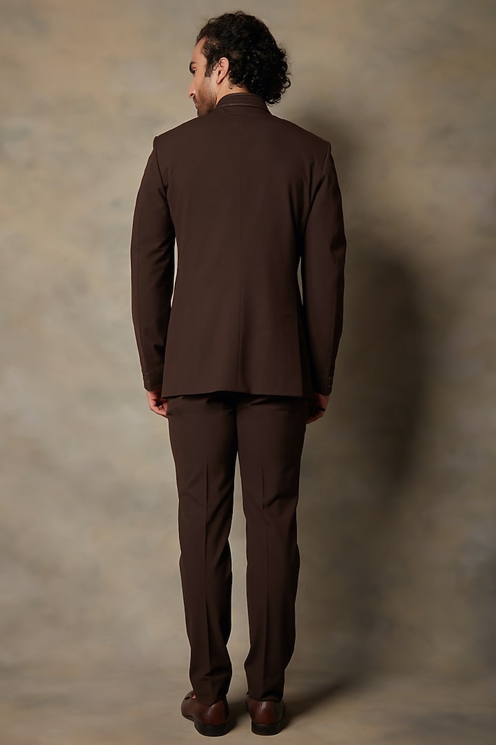 Brown Embellished Viscose Wedding Bandhgala Set by Gargee Designers at Pernia's Pop Up Shop