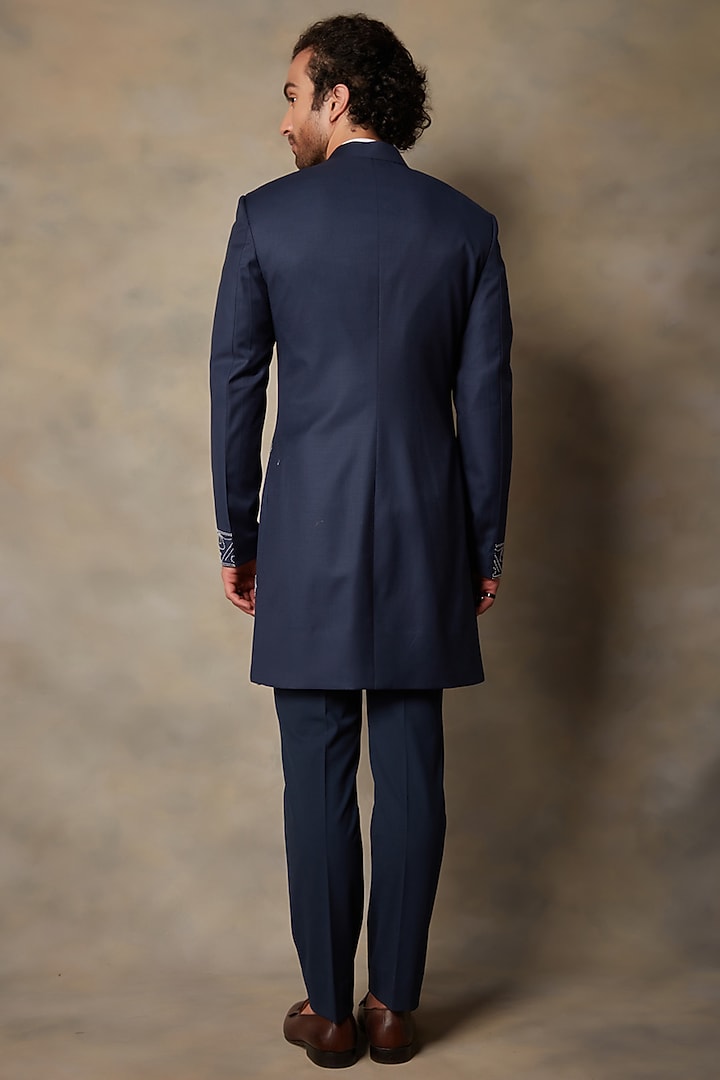 Navy Blue Embroidered Indo Western Set by Gargee Designers at Pernia's Pop Up Shop